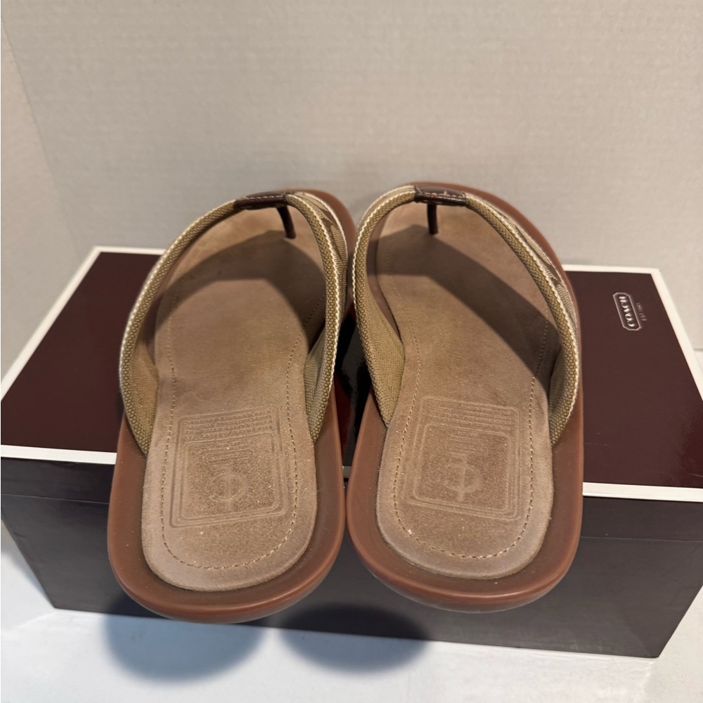 Coach Signature Morrison Brown and Tan Flip Flops - Picture 3 of 6